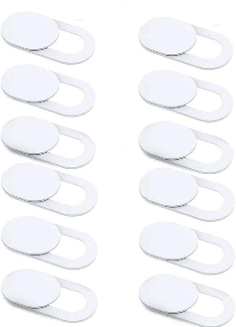 CaseHQ Laptop Camera Cover Slide, [12 Pack] Ultra-Thin Webcam Cover Compatible with MacBook,Laptop,PC,Computer,iMac,iPad, iPhone Cell Phone etc. 0.027in Thick Sliding Cover Web Blocker White - Image 1